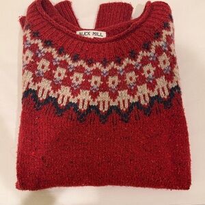 Alex Mill Red and Cream Knit Sweater